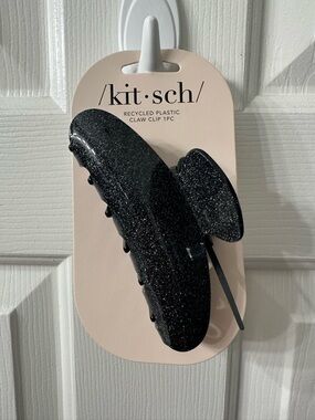Kitsch Glitter Claw Clip Black Silver Large